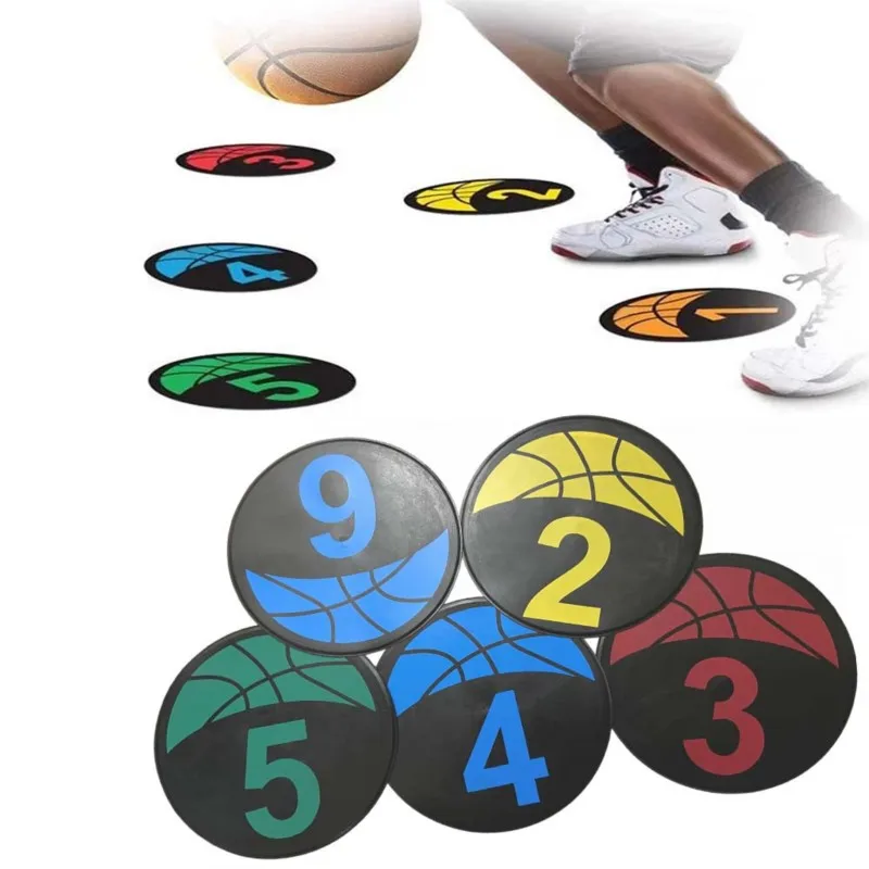 9 Inches Basketball Spot Marker,Colorful Anti-Slip Rubber Sports Training Markers,Round Flat Number Dots, Training Marker Field