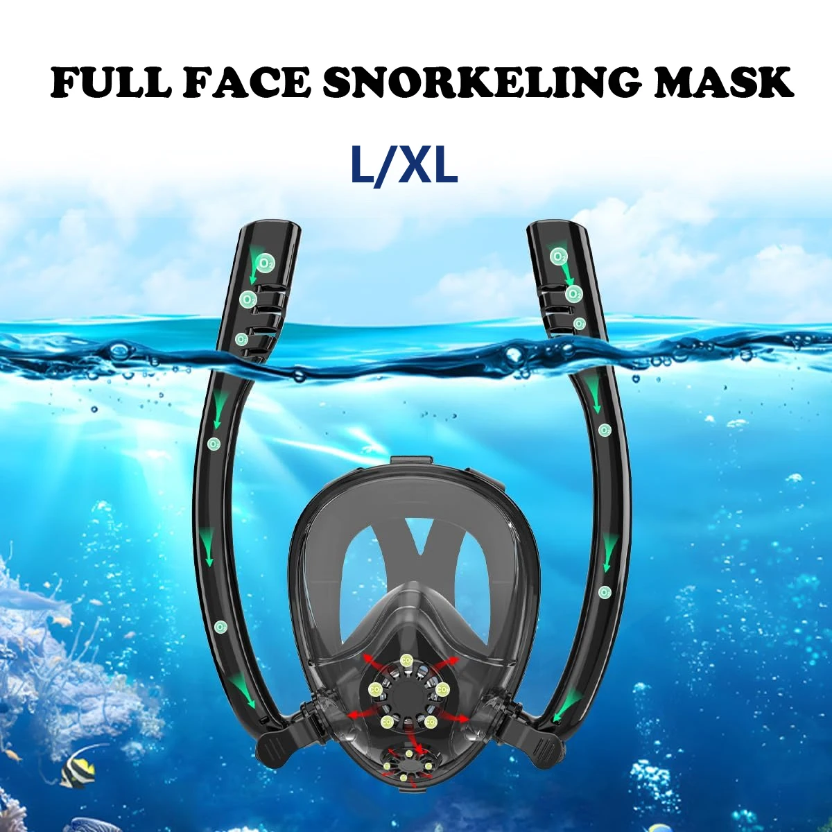 

Полнолицевая маска для снорклинга SMACO, совместимая с резервуаром для дайвинга объемом 0,5 л/0,7 л, с противотуманным креплением для камеры, поддержкой трубки и дайвинга