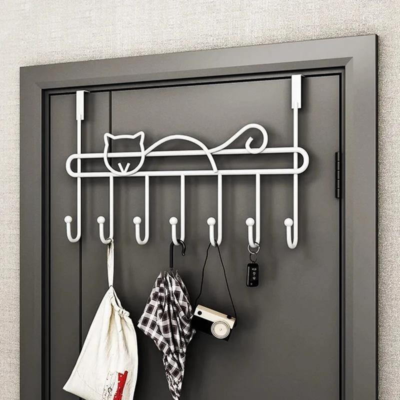 2Pcs Cat Design Over The Door Hook - Easy Installation, Punch-Free Hanging Rack Easy To Use