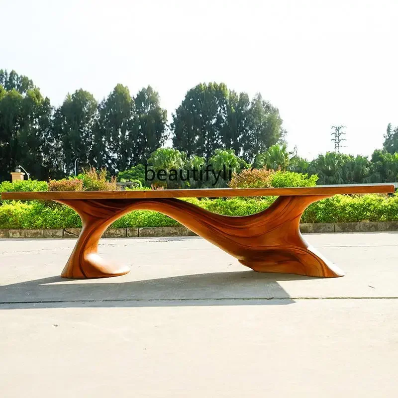 SS Solid wood, boss office conference table 3 meters large flat log custom tea table New Light Luxury