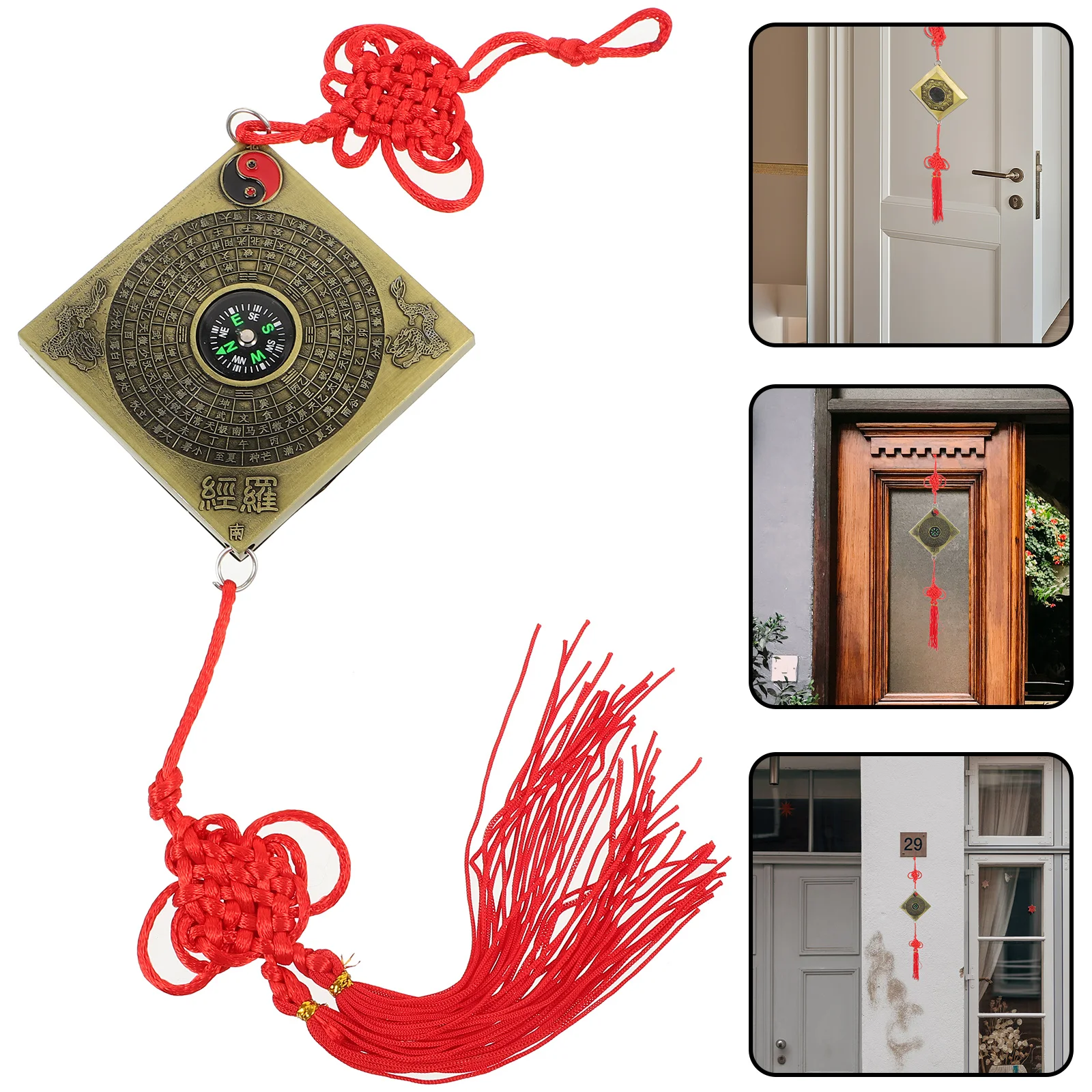 

Feng Shui Compass Pendant Portable Vintage Divination Tool Outdoor Decorative Accessory Chinese Style Navigation Gift