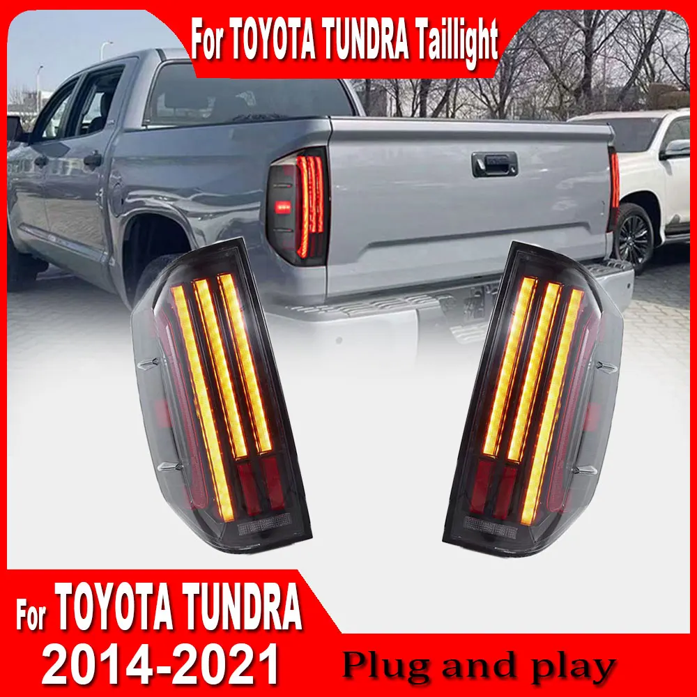 For Toyota Tundra 2014-2021 Full LED Rear Lamps Assembly with Yellow Sequential Turn Signal Plug and play