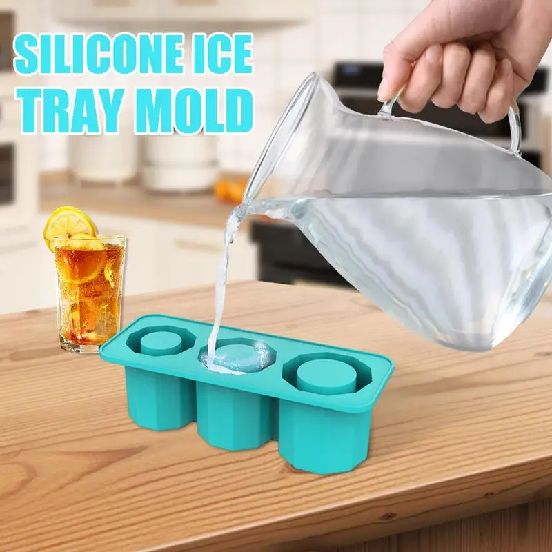 Ice Cube Tray For Cup Tumbler With Lid And Bin For 20-30-40oz Silicone Ice Cube Mold Maker For Chilling Drinks