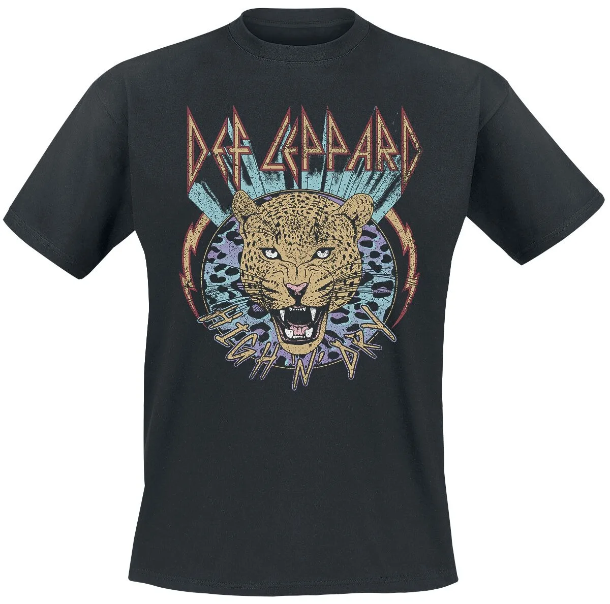 Camiseta de algodão unissex Def Leppard High 'n' Dry Leopard com estampa vintage Glam Rock Tee