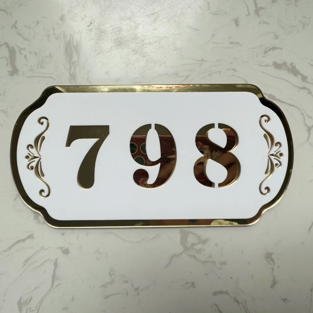 Acrylic Modern Door Plates Personal Customized 3D Laser Cut Family Name House Number for Hotel Flats Restaurant Apartment Villa