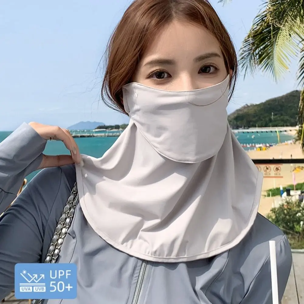 Solid Color Ice Silk Mask Summer Face Scarves UV Protection Face Cover Neck Wrap Cover Face Shield Sunscreen Face Scarf Sports