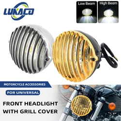 Motorcycle Front Headlight With Grill Cover Retro Vintage For Harley Sportster Touring Bobber Choppers Motor Head Lamp Assembly