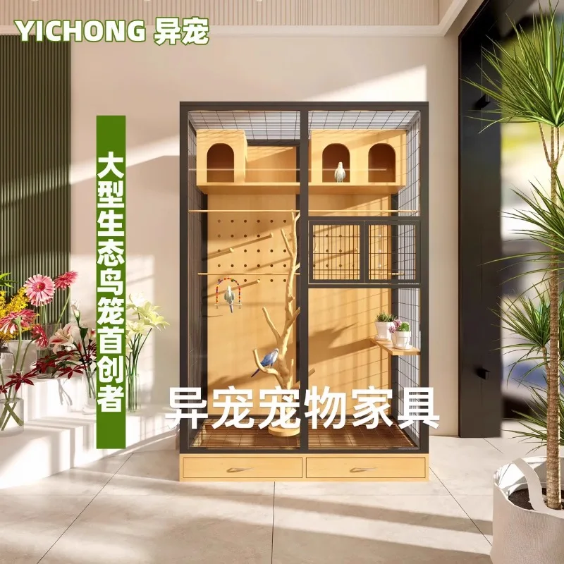 

Большая клетка для птиц попугай Xuanfeng, специальная вилла из цельного дерева, очень большая