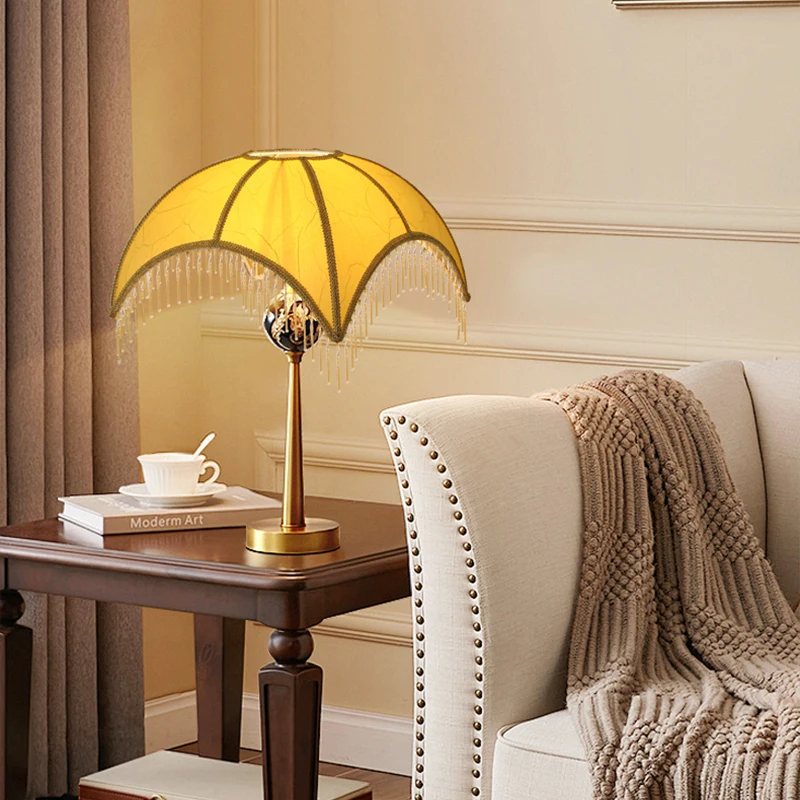 Classical Romantic Fabric Tassel Lampshade Vintage Court Style Chandelier Lamp Shade Dining Living Room Bedroom Table Lamp Shade