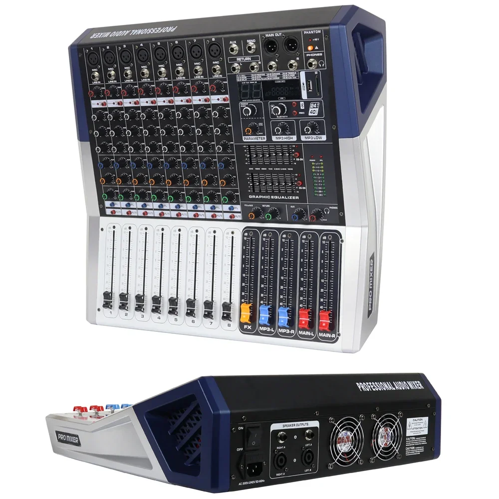 

Высокое качество 1000 Вт микшерный усилитель 8-канальный звуковой микшерный пульт 48 В Bluetooth беспроводной микрофонный вход MiCWL PH08-1000W