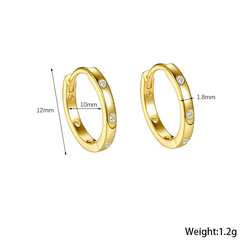 KAMIRA 925 Sterling Silver Small Zircon Hug Hoop Earrings for Women Simple Versatile Daily Classic Tender Jewelry Accessories