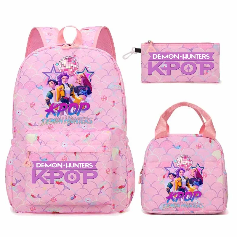 Rumi Mira Zoey Print Backpack Nylon 3pcs Saja Boys Fashion Schoolbag Unisex Casual Backpack Travel Laptop Rucksack Fro Daily Use