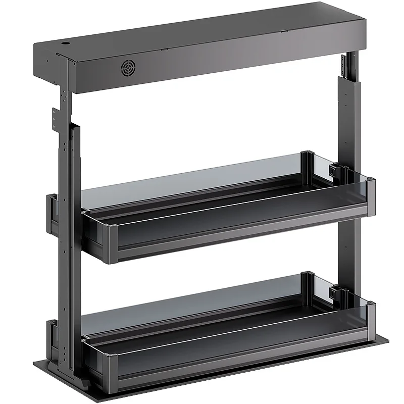 Rak penyimpanan sudut kabinet gantung dinding, berbahan aluminium alloy, pintar, dapat diangkat, diaktifkan dengan suara, dan sentuh.