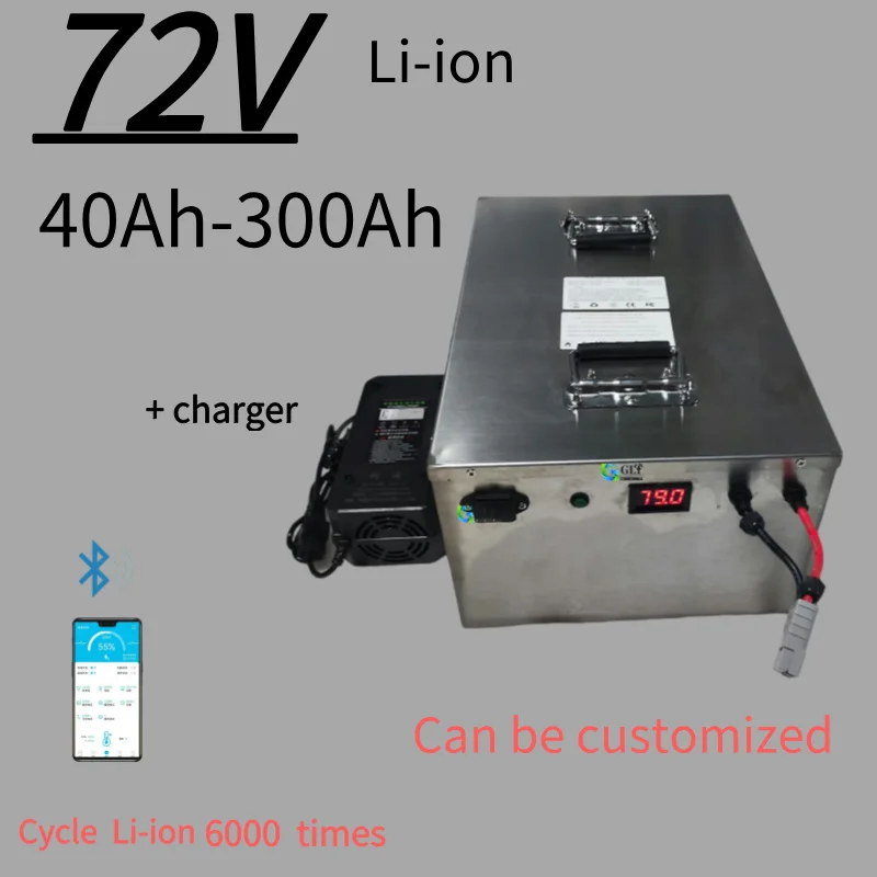 72V battery Li-ion 40AH 80AH 100AH 120AH 150AH 200AH 250AH 300AH for Solar Energy Storage Motorhome Hybrid Car