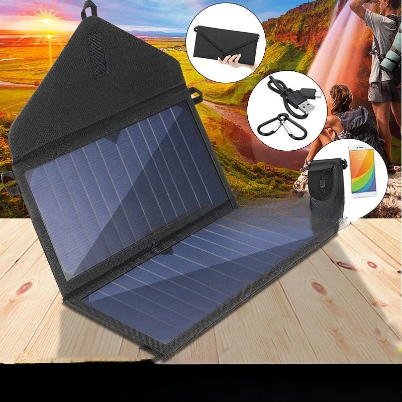 

Складное солнечное зарядное устройство SunPower 14 Вт, портативный аккумулятор для зарядки телефона для путешествий на открытом воздухе * (118 символов