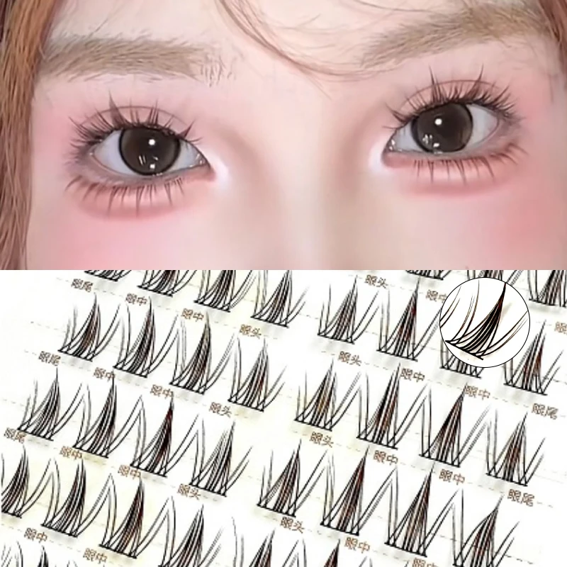 

60 Clusters Manga False Eyelashes Cluster Set 12-13mm Feathery Soft Bulk Lashes Glue-Free Anime Eye Extensions for Dolly Cosplay