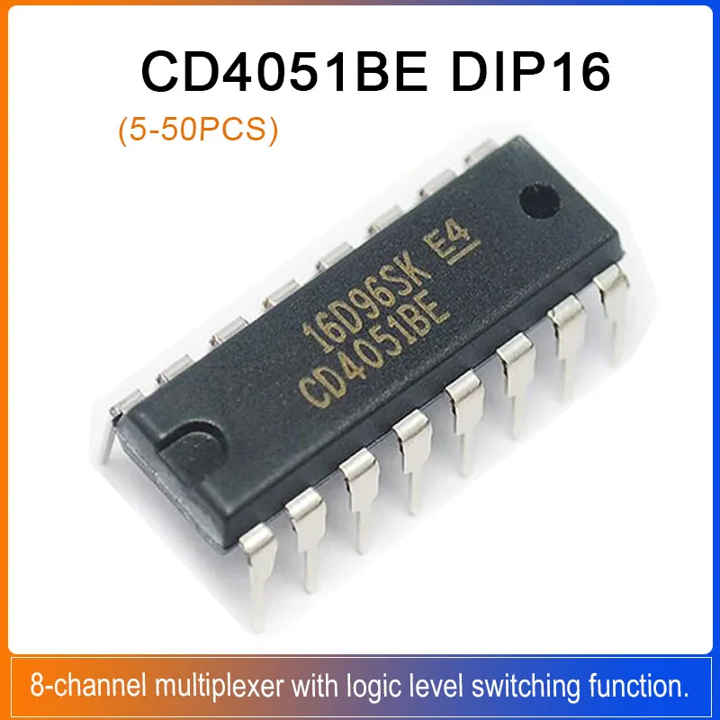 10PCS CD4051BE DIP16 CD4051 CD4051B 4051 DIP-16 CMOS 8-channel multiplexer with logic level switching function IC Chipset