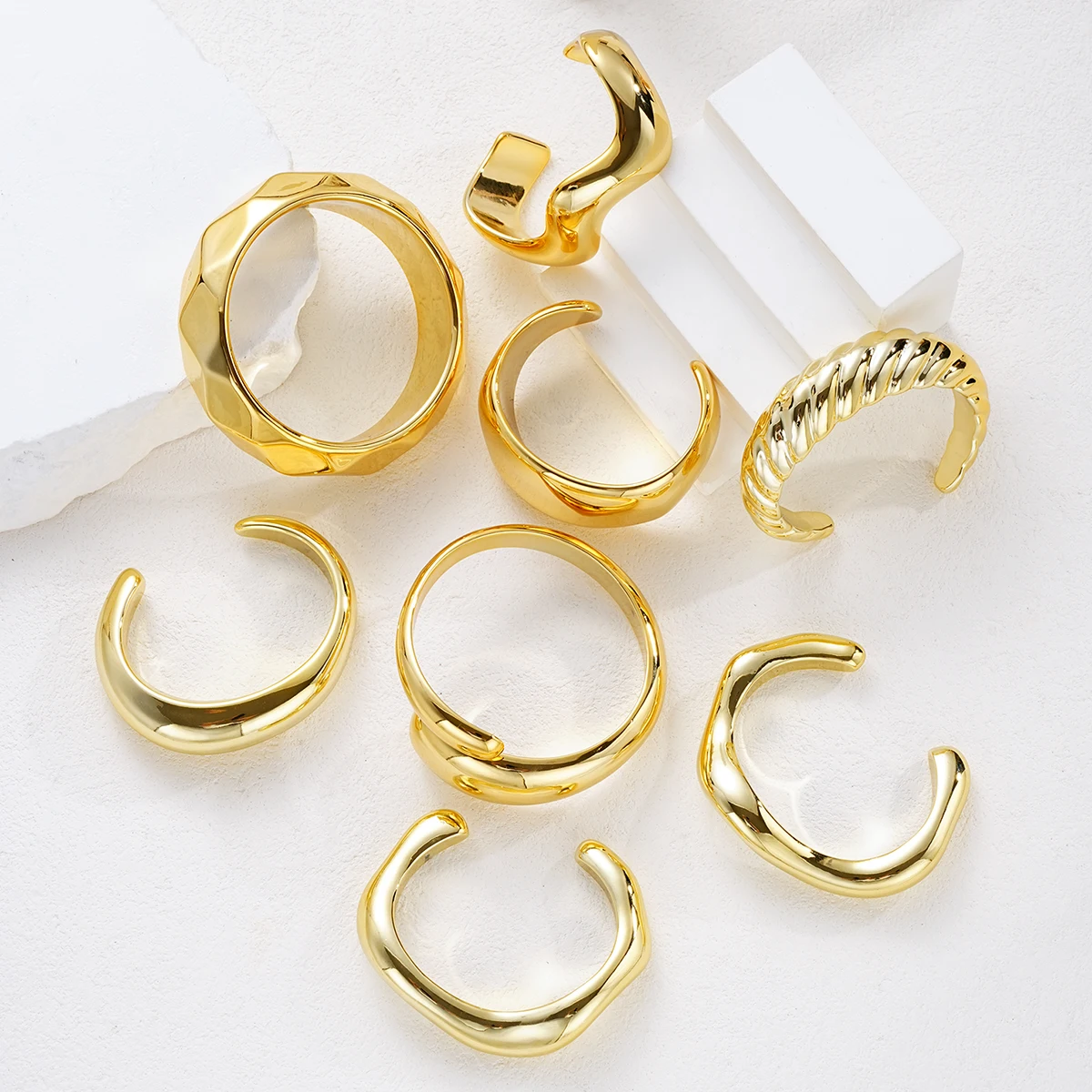 8-teiliges Vintage Elegantes Böhmisches CCB Leichtgewichtiges Welliges Offenes Armreif-Set für Frauen, Tägliche Urlaubsbekleidung, Stapelbarer Schmuck, Geschenk – Detail 4
