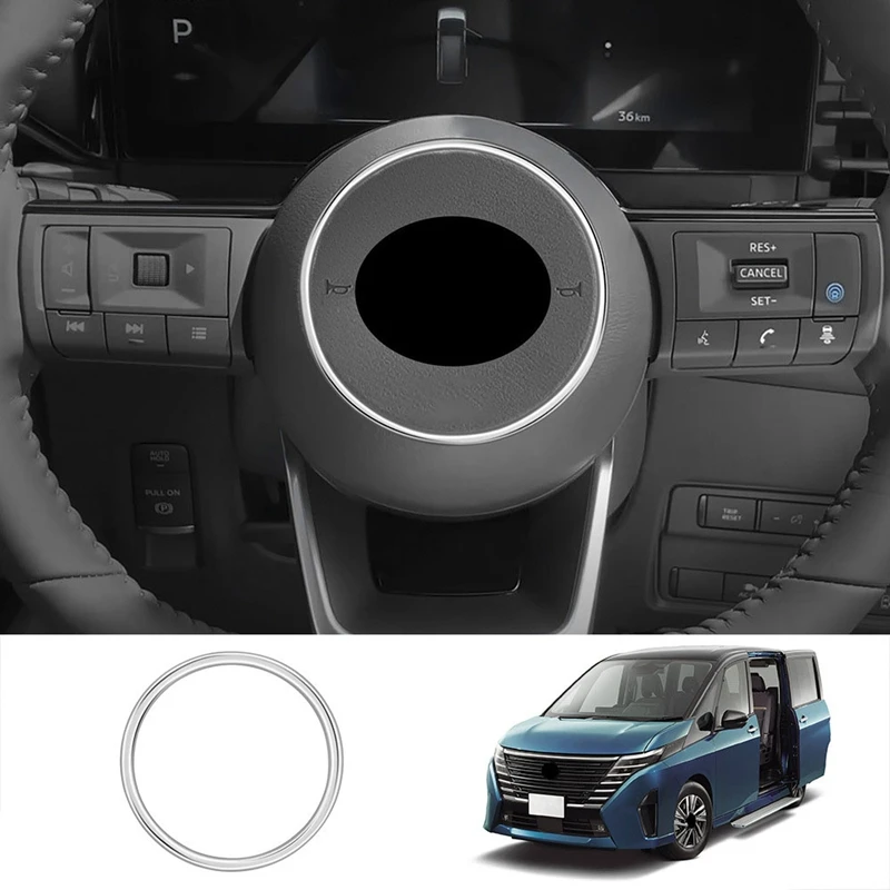 

Car Steering Wheel Ring Trim Steering Wheel Ring Trim Interior Frame Cover For Nissan SERENA C28 2022-2023 Silver