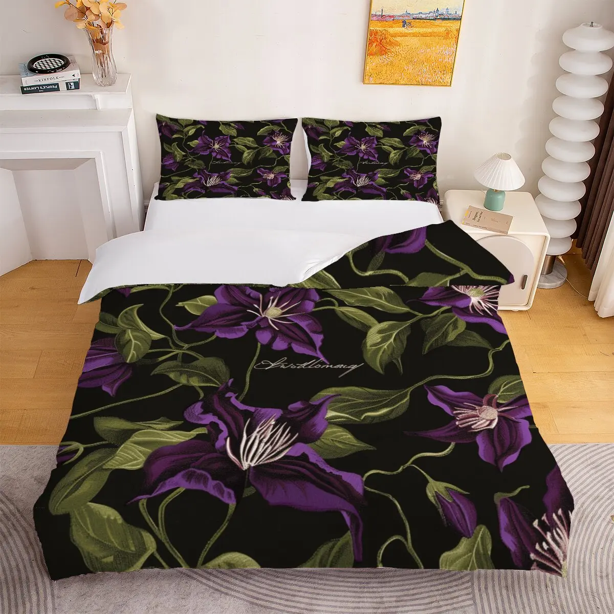 Lilac  Duvet size  lilac branch  Duvet cover set, 1 duvet cover and 2 pillowcases