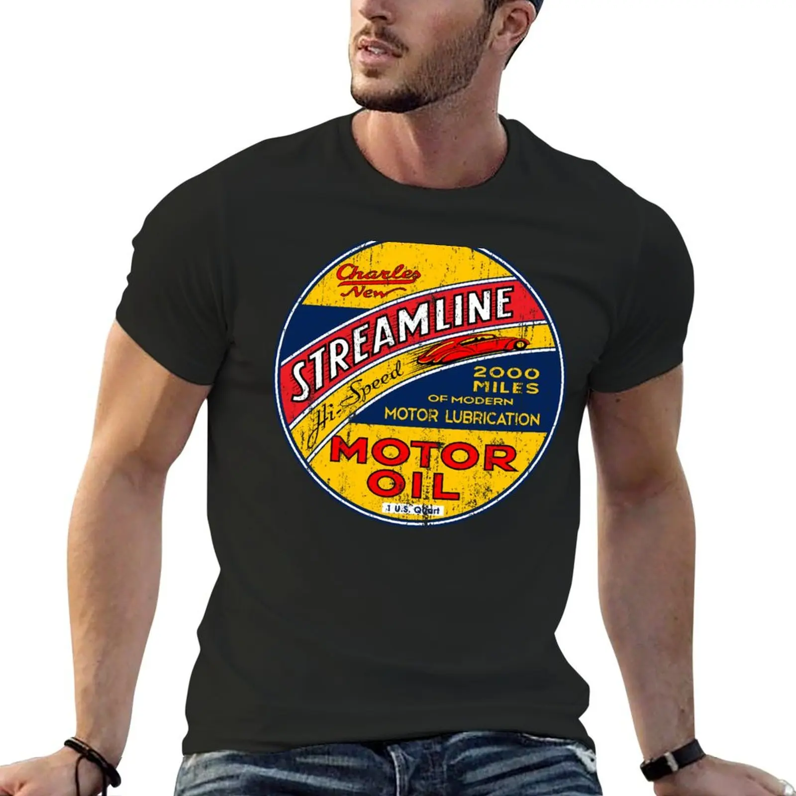 Streamline Motor Lubrication T-Shirt vintage t shirts vintage cute tops plus size clothes shirts men graphic