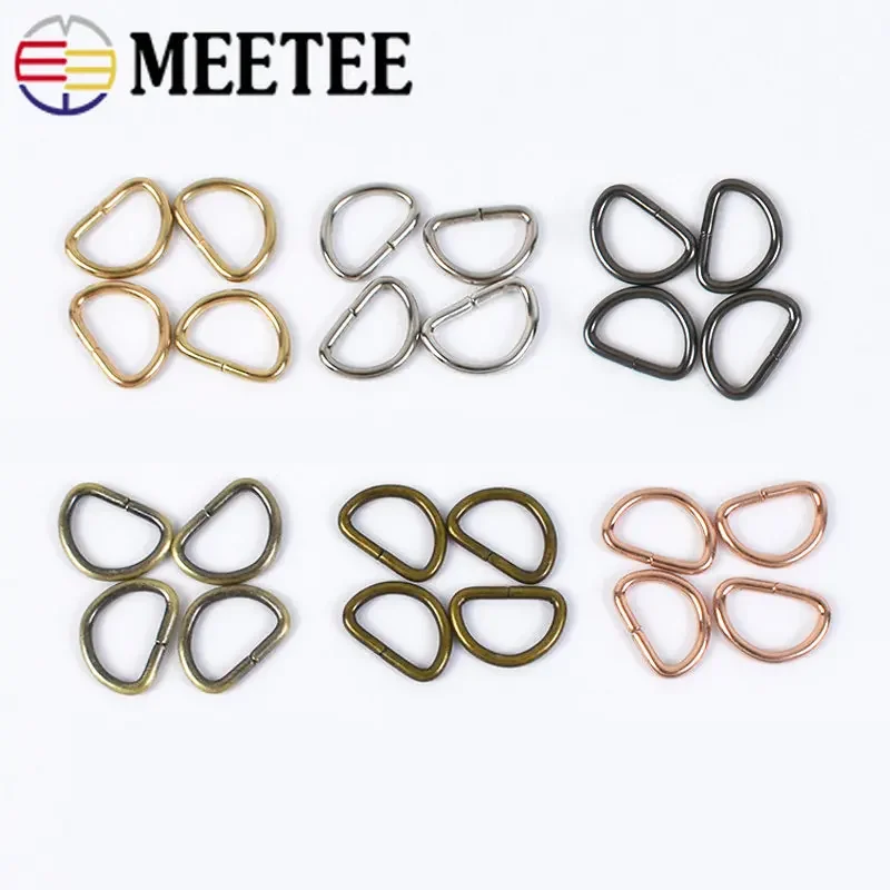 Meetee 100/300/500Pcs 10mm D Ring Buckles Metal Opening Dog Collar Chain Circle Clasp Loop Zipper Puller Hardware Accessories