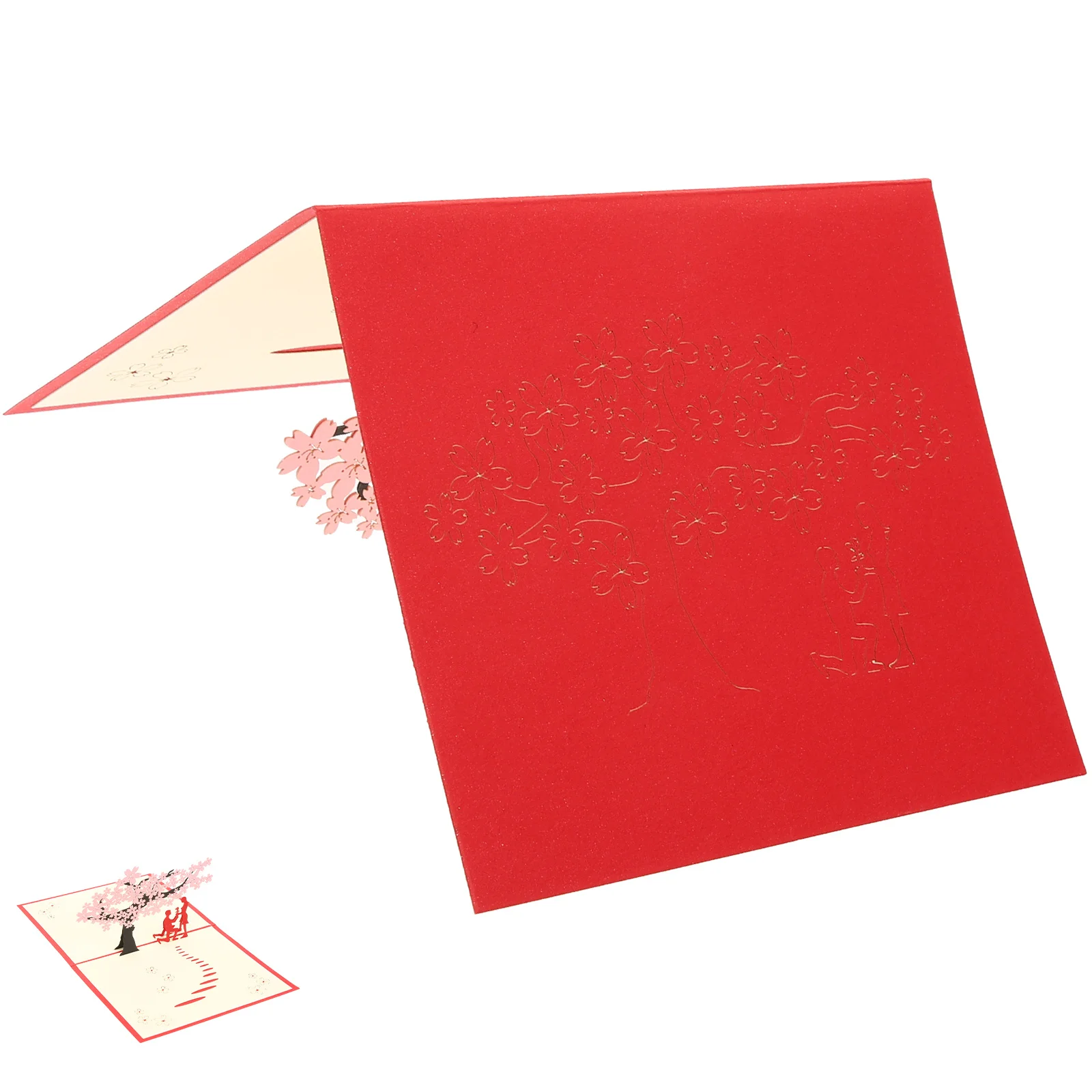 

2Pcs 3D Cherry Up Flower Card Romantic Love Anniversary Card for Wife Birthday Valentines Love Showing Cards for Her