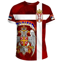 Serbia Flag Graficzne koszulki dla mężczyzn Koszulka piłkarska Serbian Yugoslavia Eagle Emblem T-shirt Streetwear Odzież męska Tshirt Tee