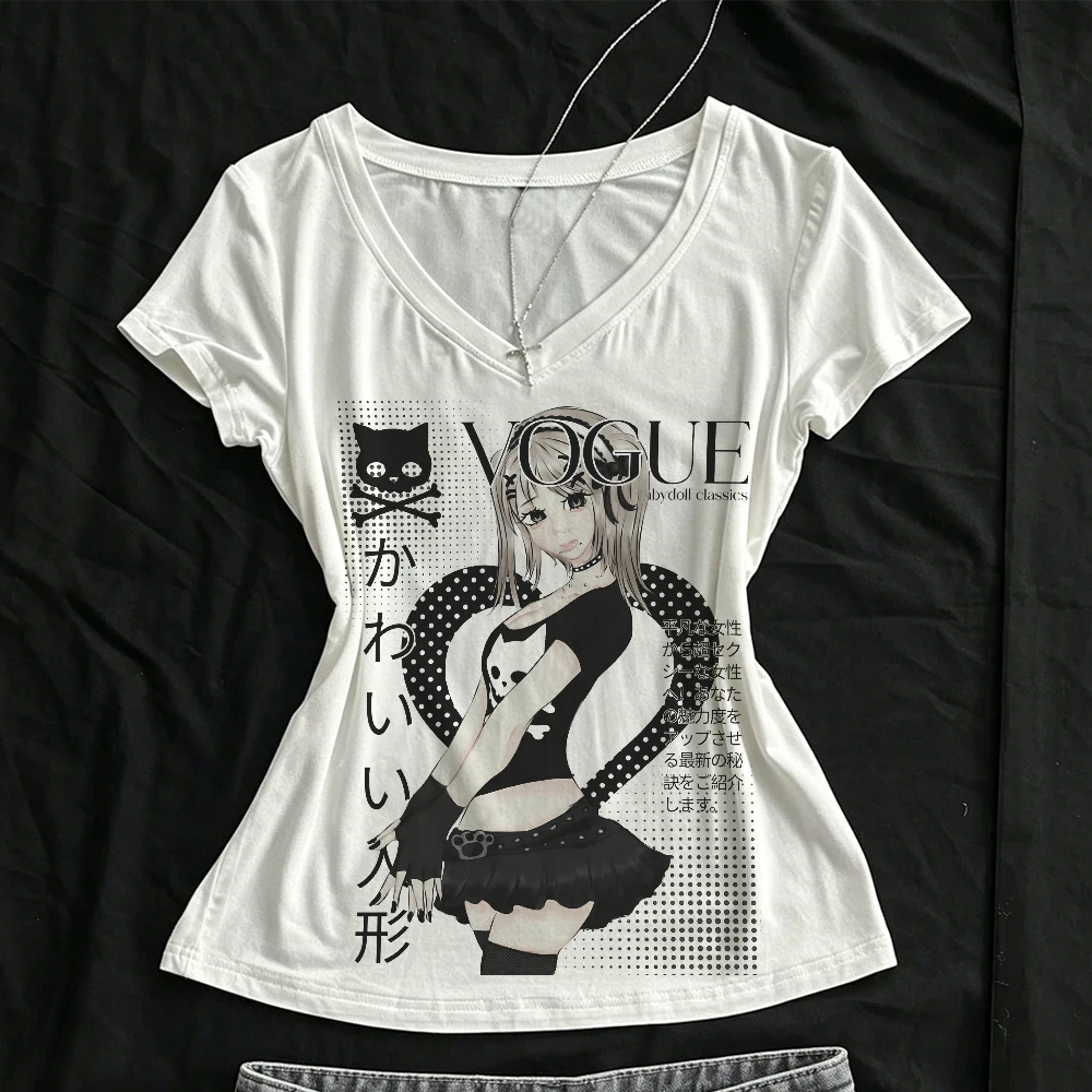 Women Top Y2k Kpop Harajuku Star Girl Y2k Tops T Shirt for Women Woman T-shirts Kawaii Emo Goth Cuteore Gothic Clothing Female
