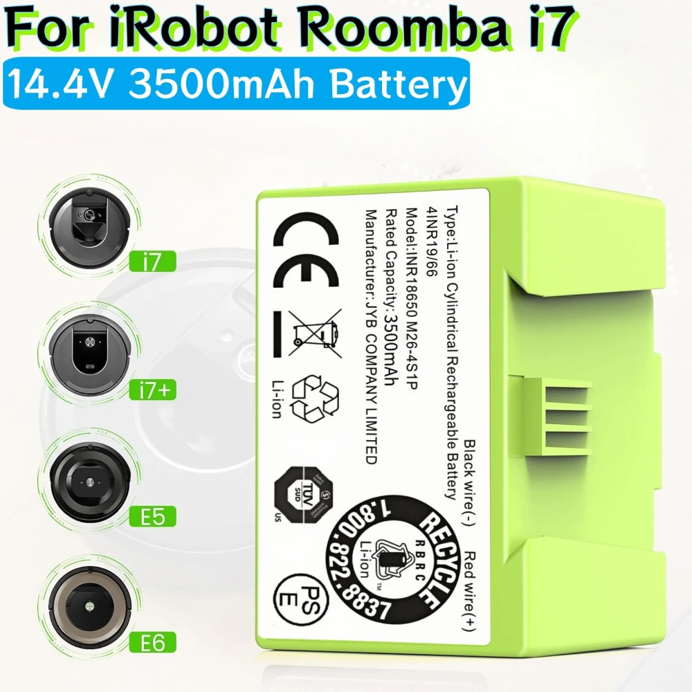 

14.4V 3500mAh i7 Battery Replacement for iRobot Roomba e & i Series i7+ e5 7150 7550 i3 3150 i3+ 3550 i4 4150 Parts.