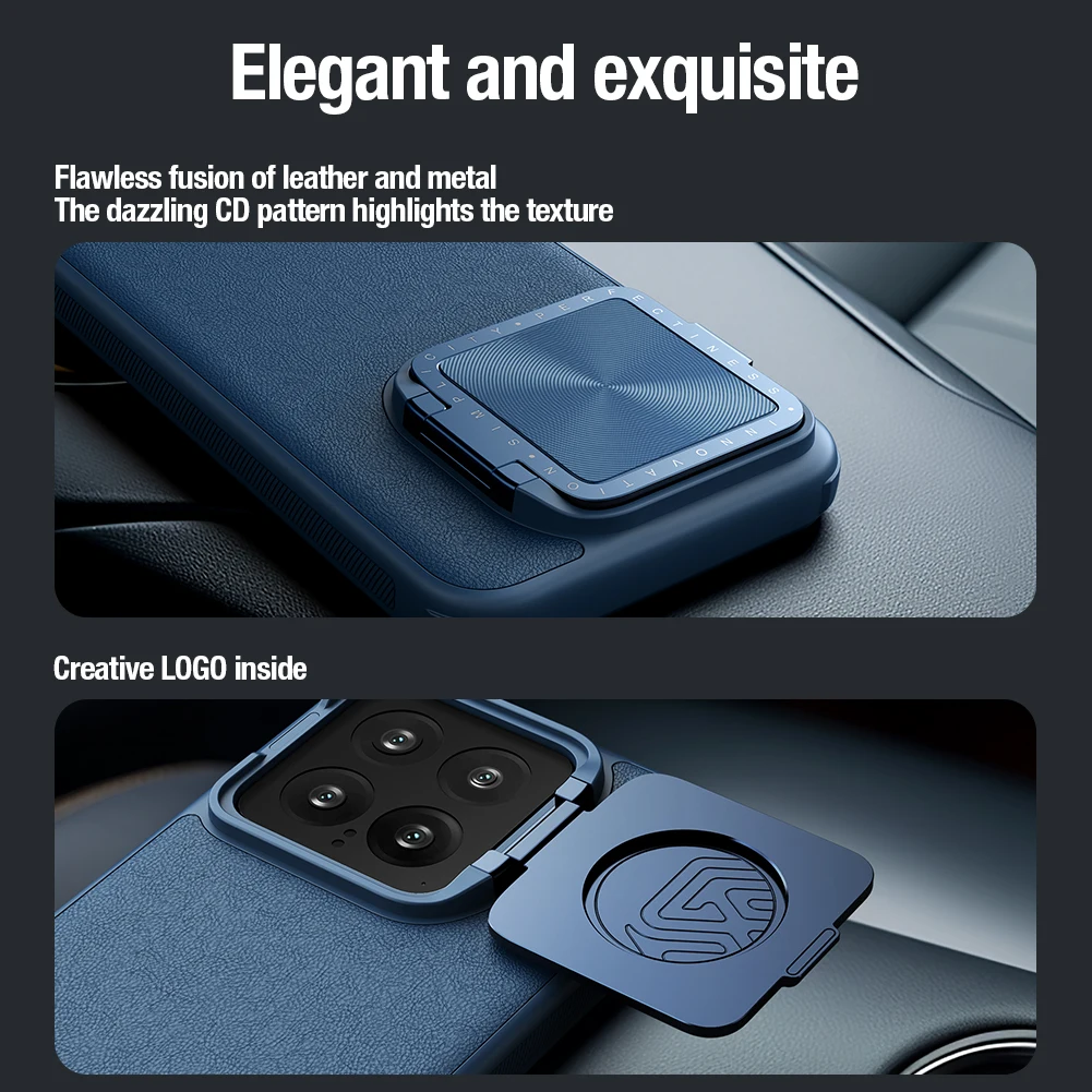 For Xiaomi Mi 14 / 14 Pro 5G Case Nillkin Camshield Prop Leather Case Camera Protector with Lens Stand Back Cover for Mi 14 Pro