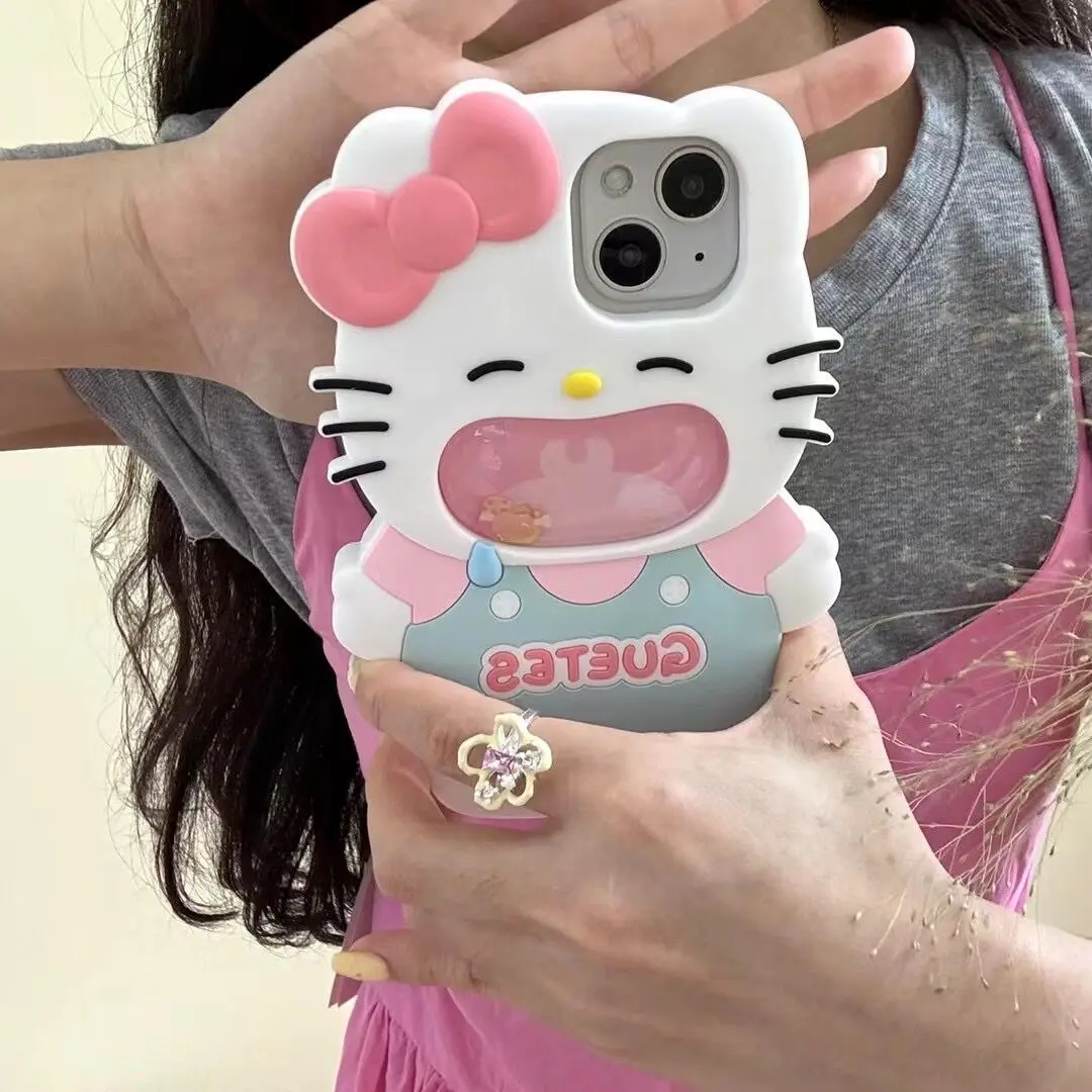 

Hello Kitty Flowing Sand Phone Case Cute For iPhone 15 12 Suitable 13/14 Pro Max Phone Case Cover 11 Holiday Gift