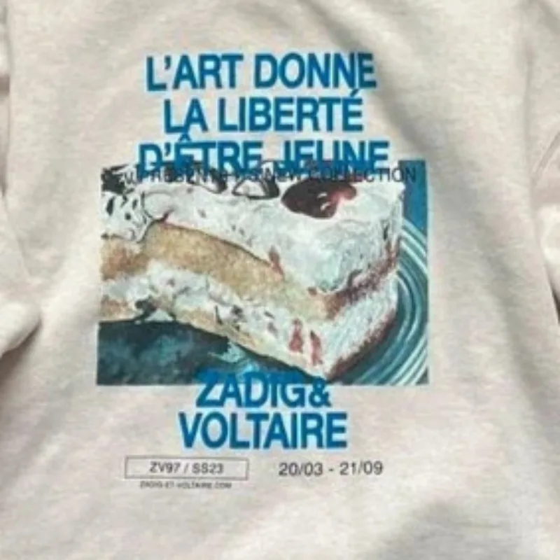 Americano casual hoodie rua retro moda bolo impressão manga longa moletom outono feminino harajuku em torno do pescoço solto topos