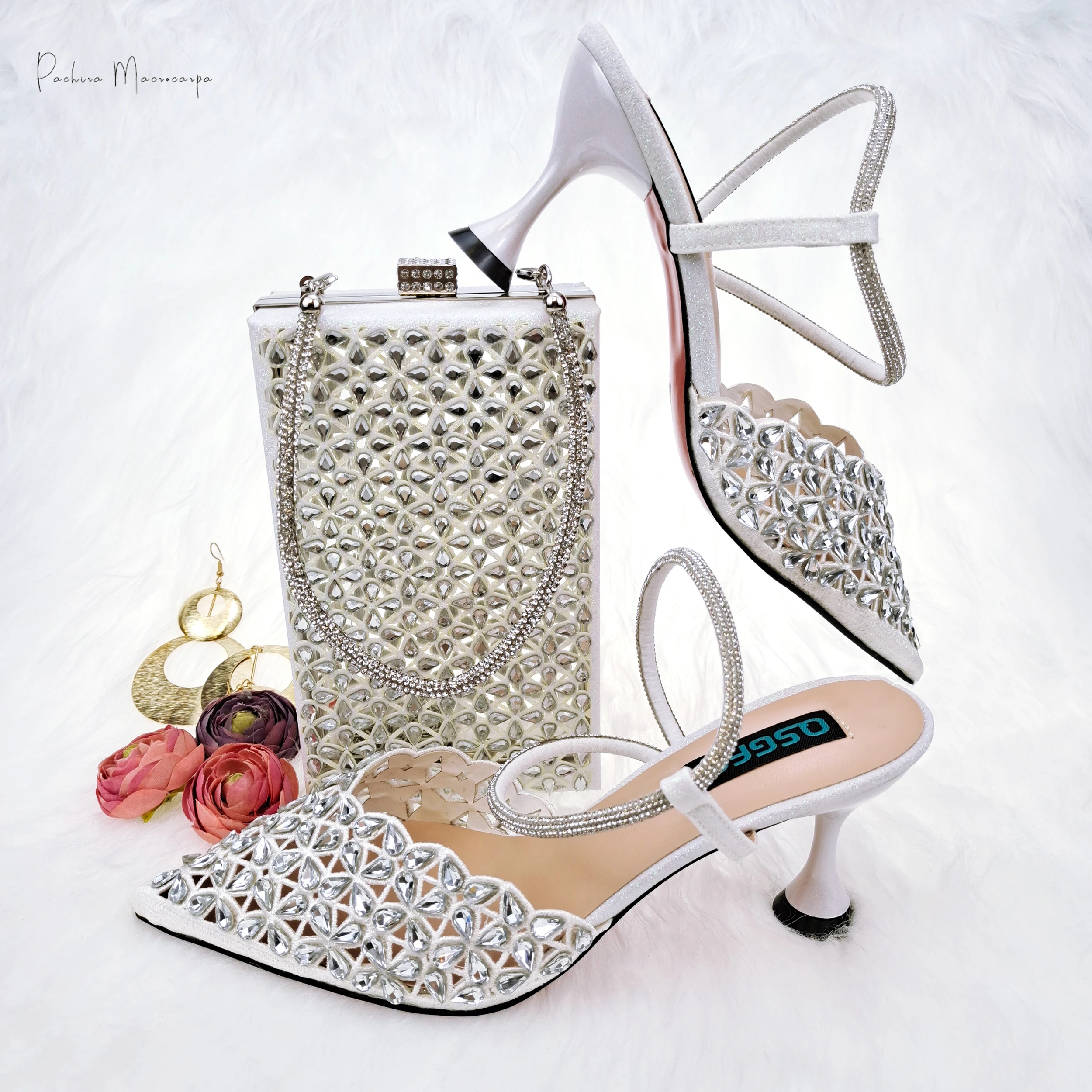 PM New White Color African Design Party Shoes And Bag Nigeria Women Matching Shoes And Bag