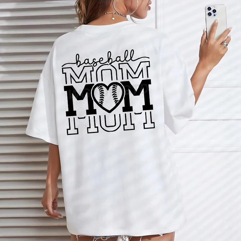 

Funny Baseball Mom Print T-shirts For Women Summer Short Sleeve O-Neck Oversized T Shirt Creative Design Ladies Gift Tees Tops