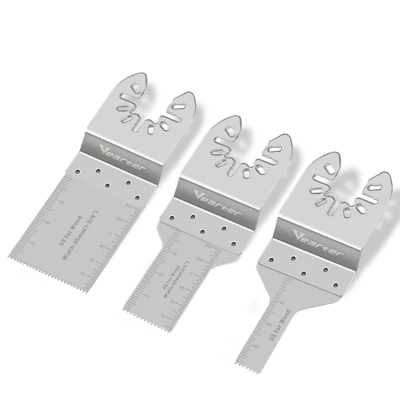 Vearter 3PCS 10/20/35mm Stainless Steel Oscillating Multitool Saw Blade Cutting For Wood PVC Plasterboard