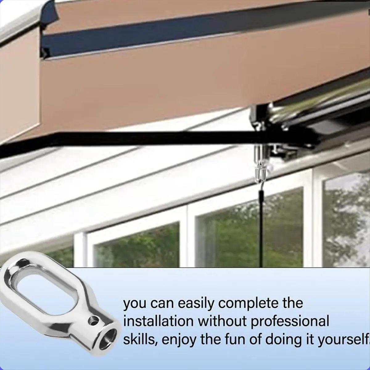 AA77 NEW Awning Crank with Hook Bamboo Blinds for Outdoor Patio Tent Retractable Roller Shade Awning Ring Hardware Parts