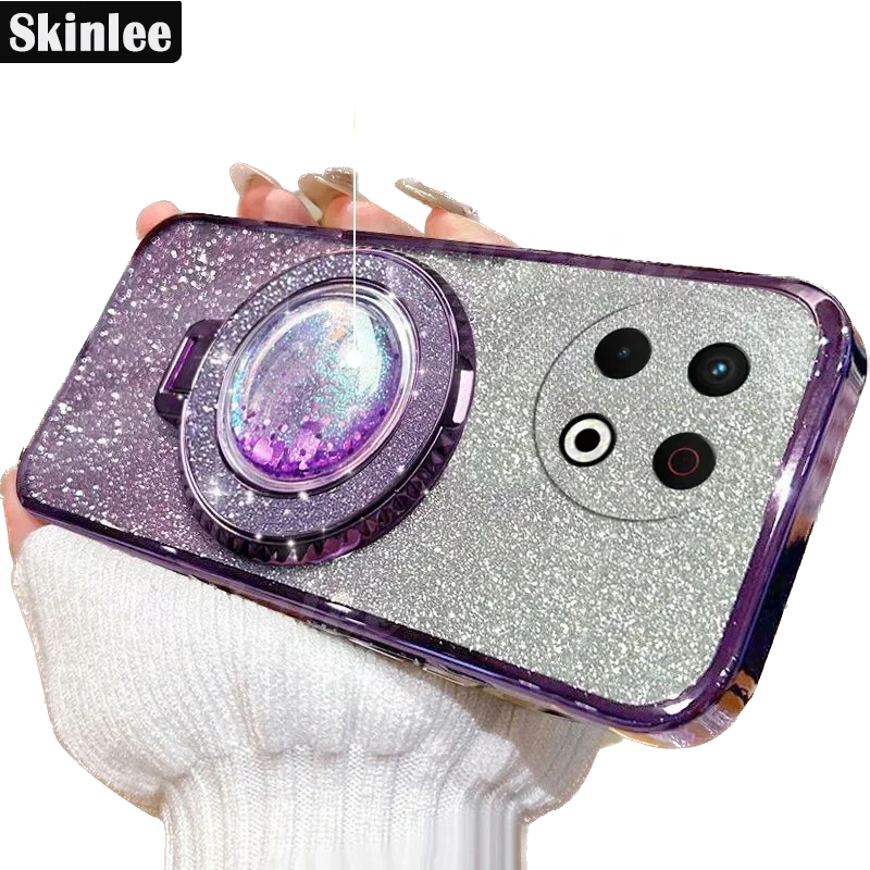 

For Tecno Spark 30 4G 30 pro 30c Case Bracket Glitter Sequins Silicone Cover For Tecno Camon 30S Pro 30s 4G Back Casing