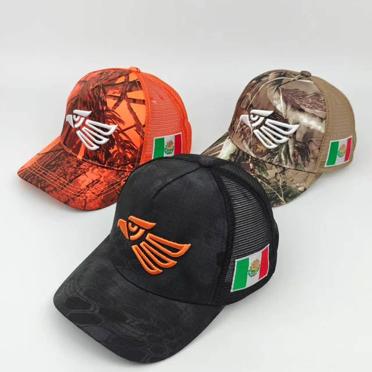 Mexican Style Eagle Embroidery Half Net All Year Round Casual Breathable Unisex Baseball Cap