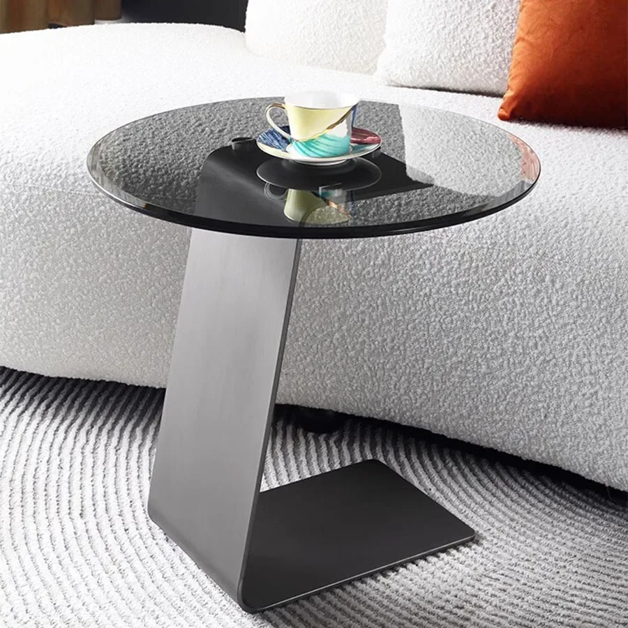 

Домашний журнальный столик, современный, для спальни, гостиной, с орнаментом на платформе, Круглый, в скандинавском стиле, с металлической стеклянной столешницей, модный чайный столик
