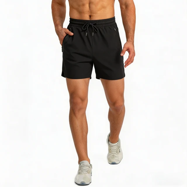 Men's Quick Dry Running Shorts with Drawstring and Zip Pockets - Ideal for Athletic Workouts and Gym Sessions 2 Men's Quick Dry Running Shorts with Drawstring and Zip Pockets - Ideal for Athletic Workouts and Gym Sessions 2