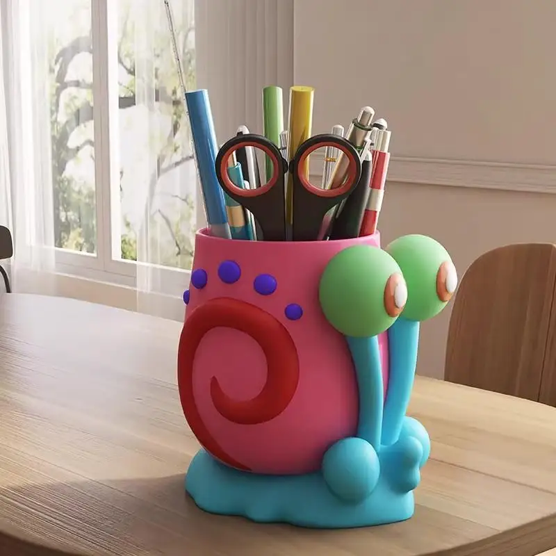 Cute Snail Pen Holder Waterproof Desktop Stationery Organizer Big Capacity Pencil Cup for Office Worker Supplies Gift