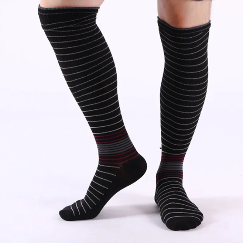 

New Elastic Compression Socks Knee Joint Stripes Long Pressure Fast Dry High Quality Men Socks 5pair/lot