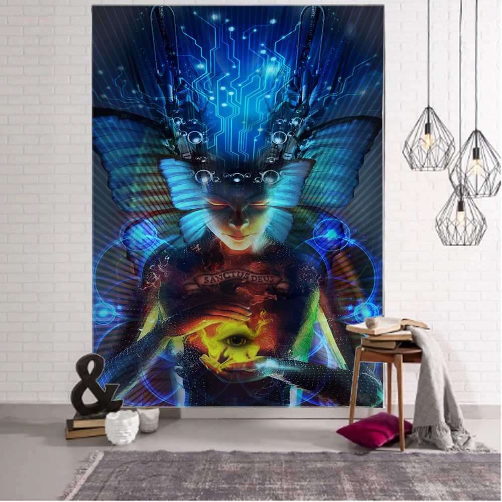 Psychedelic Buddha Tapestry Visual Art Boho Mystic Witchcraft Home Decor Yoga Mat