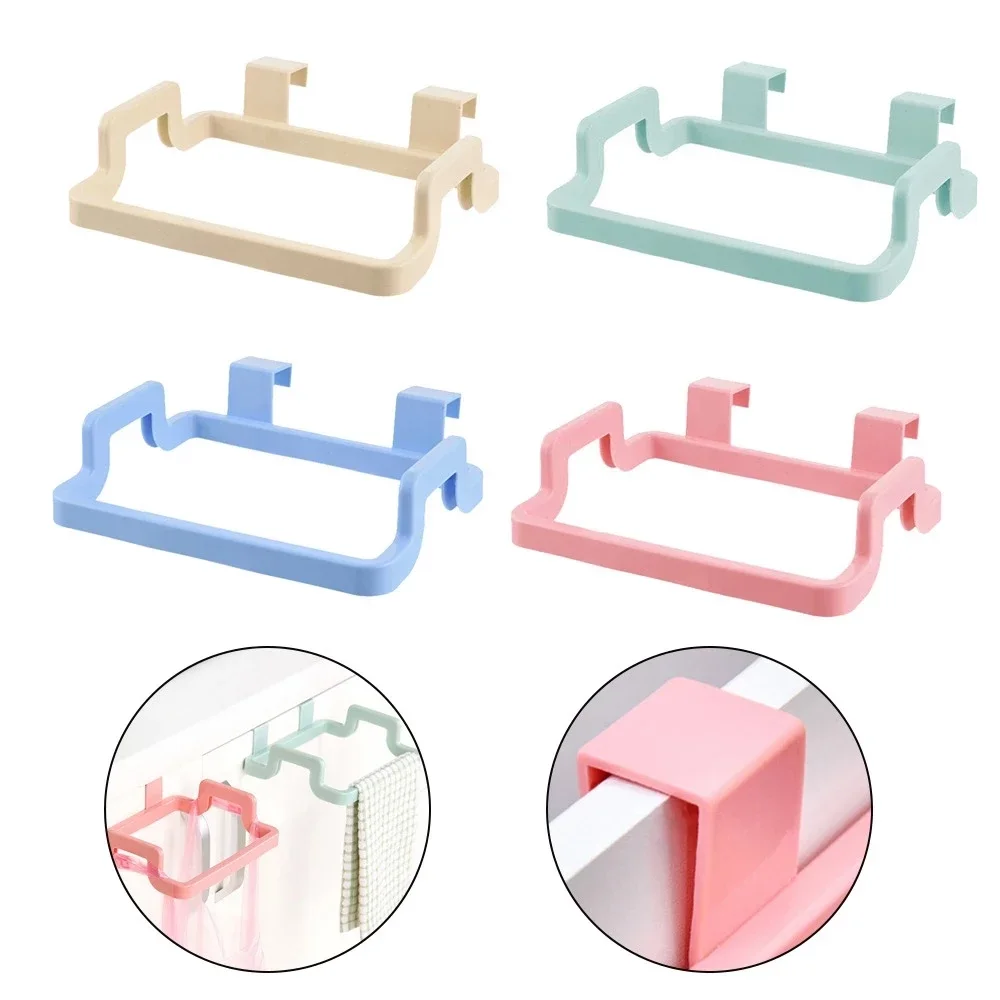 Plastic Door Back Garbage Bag Rack Kitchen Cabinet Door Rear Cloth Hanger Storage Hook Bracket Kitchen Storage Racks & Holders