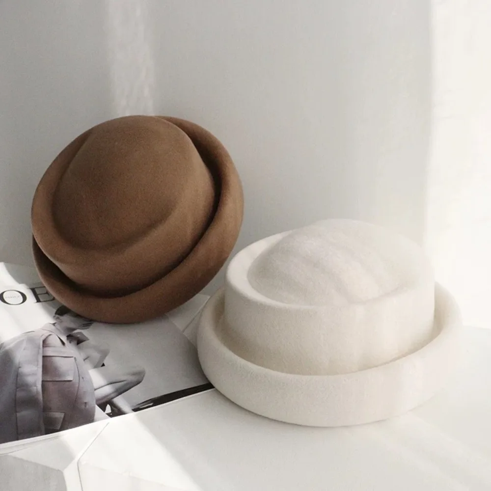 

Trendy 100% Wool Top Hat for Women Adjustable Elegant Wool Cap Formal Charming Pillbox Hat Winter