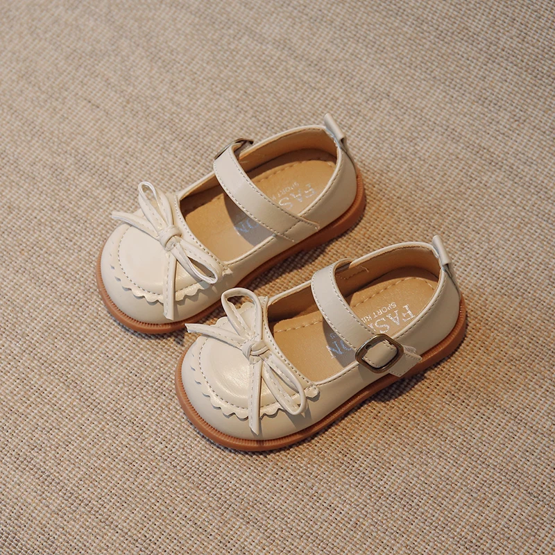 Little Girls Shoes Spring Autumn Kids Soft PU Leather Shoes for Girl School Mary Jane Cute Sweet Flats Shoes Brown, Beige, Black image 3