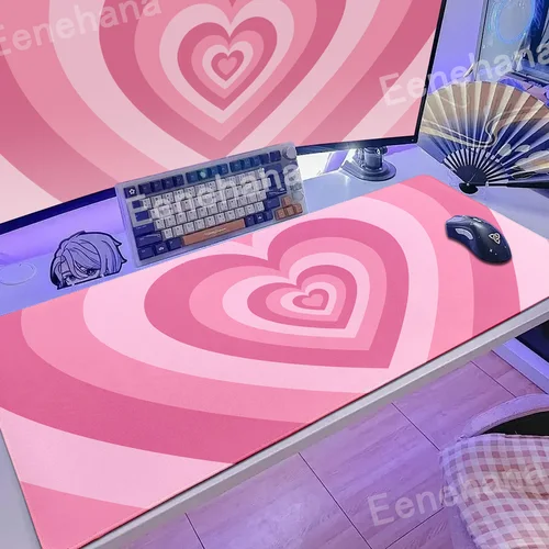 Imagen 2 del producto Alfombrilla de goma con estampado HD para teclado de Gamer, alfombrilla grande de goma para ratón, alfombrilla antideslizante para escritorio, color azul, XXL