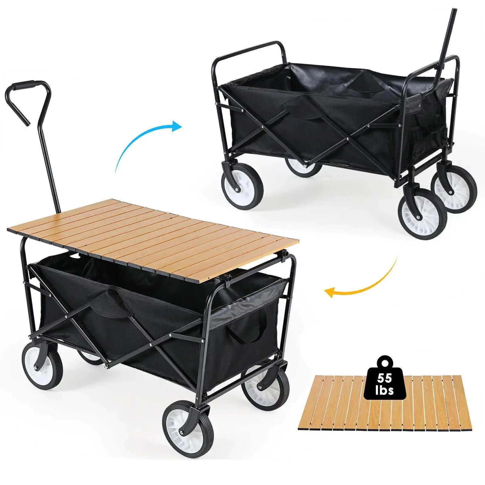 

Outdoor Picnic Beach Camping Wagon Camping Cart Trolley Garden Trail Foldable Collapsible Folding Cart
