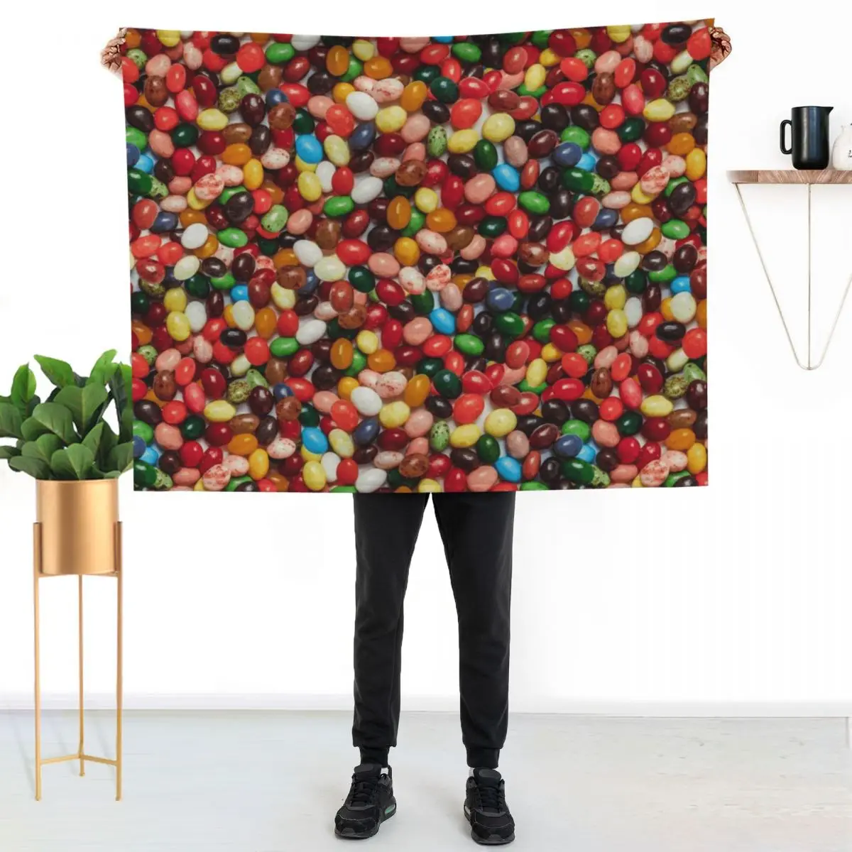 Gourmet Jelly Bean Candy Photo Pattern Throw Blanket Summer Weighted Heavy Luxury St Decoratives Loose Blankets